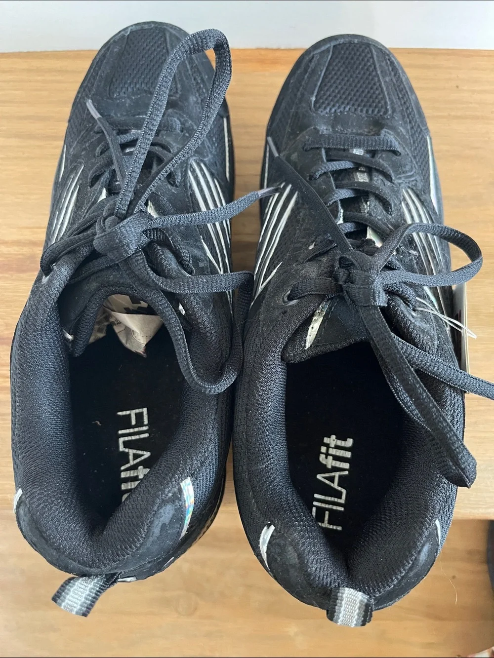 Fila Men's Black Athletic Sneakers with Silver Accents